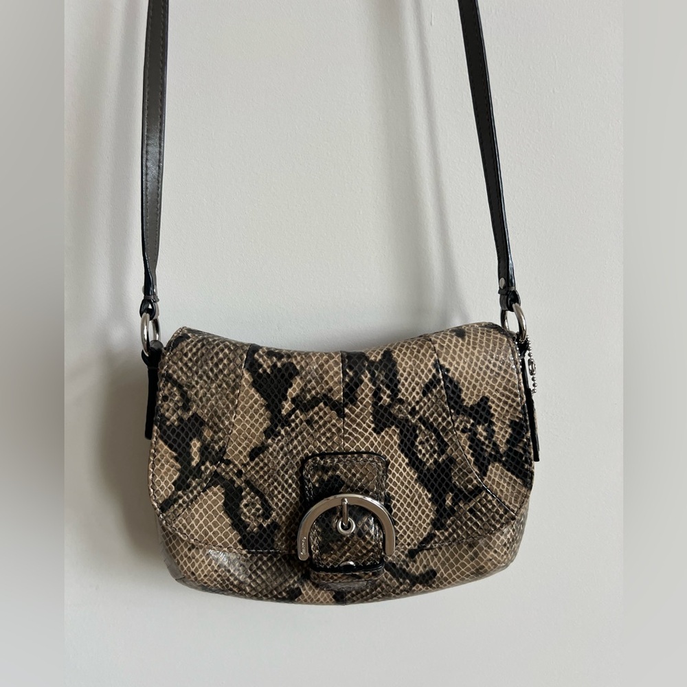 Coach vintage Snakeskin pattern flap front crossbody purse